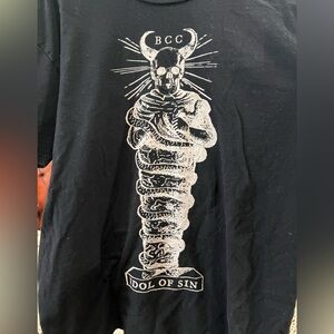 Black Short Sleeve Tee with “Idol of Sin” Skull Design
